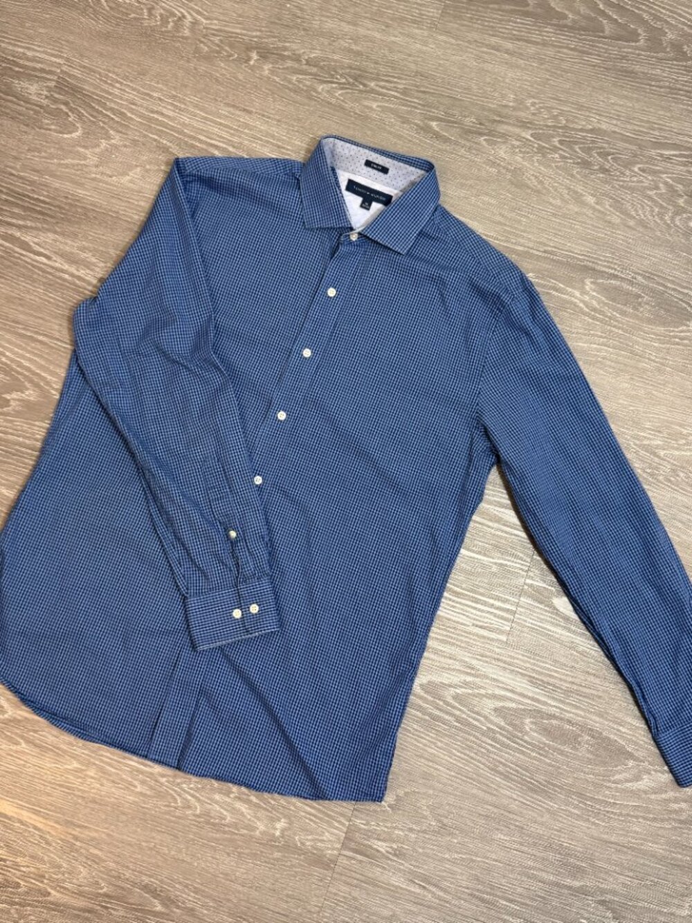 Tommy Hilfiger Slim Fit Dress Shirt - Blue Gingham Size 16/32-33 - Picture 4 of 7